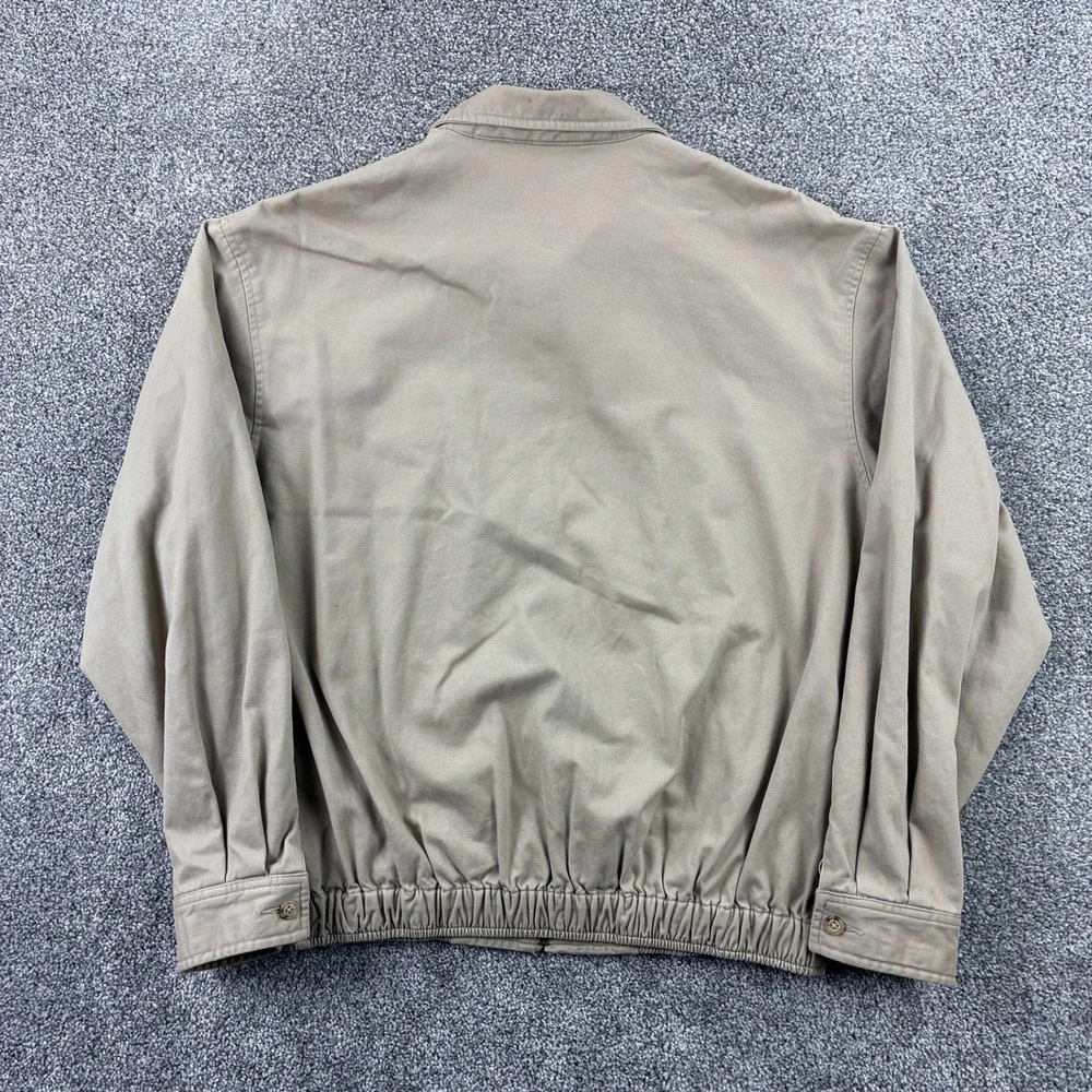 Vintage Polo Ralph Lauren Harrington Jacket Mens M Beige Zip Flannel Bi Swing - Picture 5 of 6